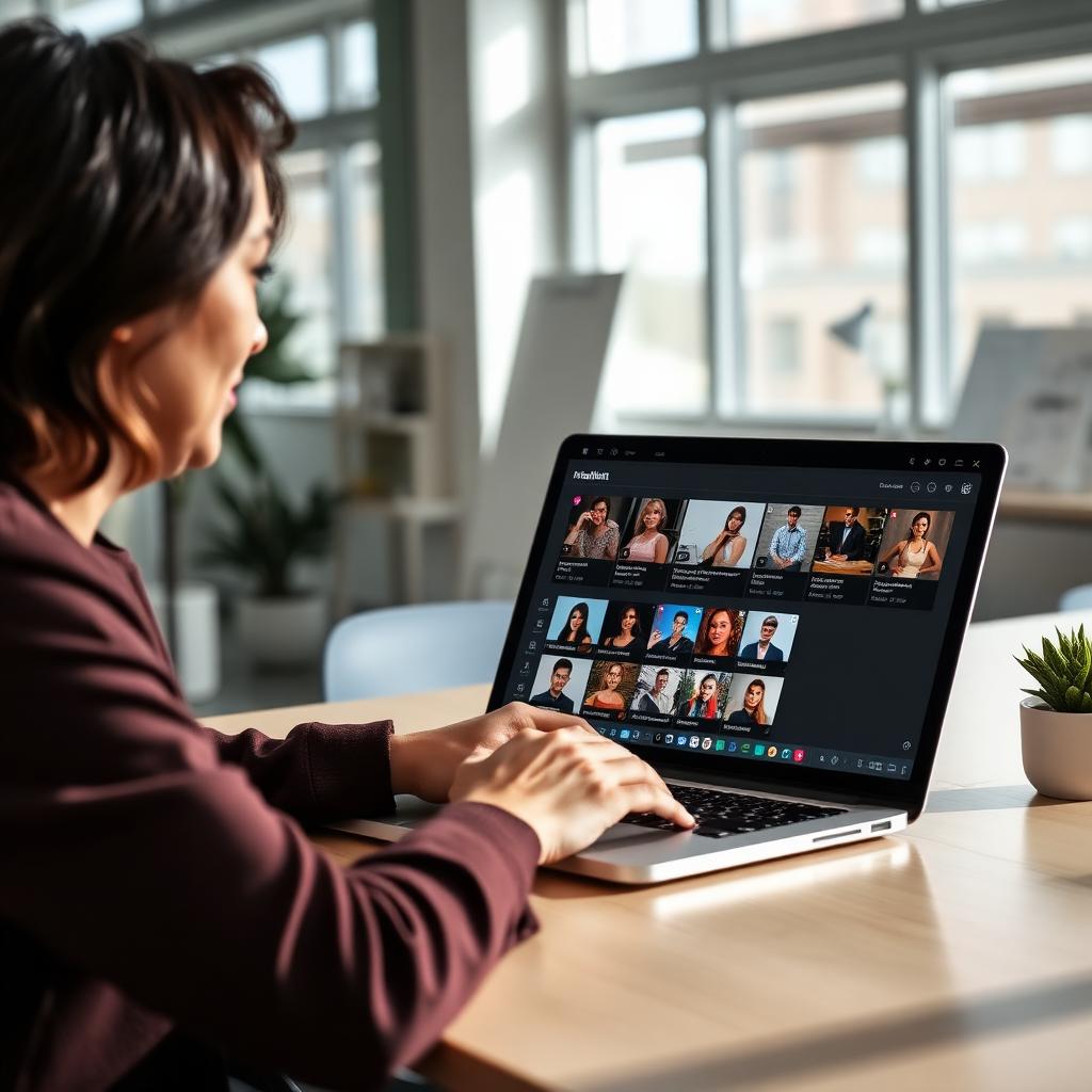 A brand marketer browsing creator profiles on a talent marketplace dashboard